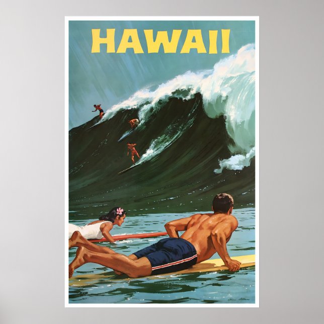 Peinture de surf à Hawaii Impression d'art hawaïen (Devant)
