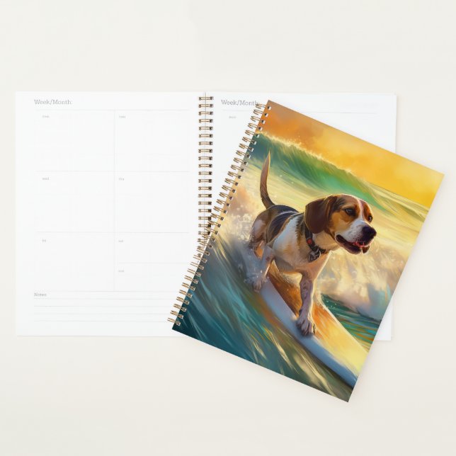 Peinture de surf de la plage Beagle (Devant avec enveloppe)