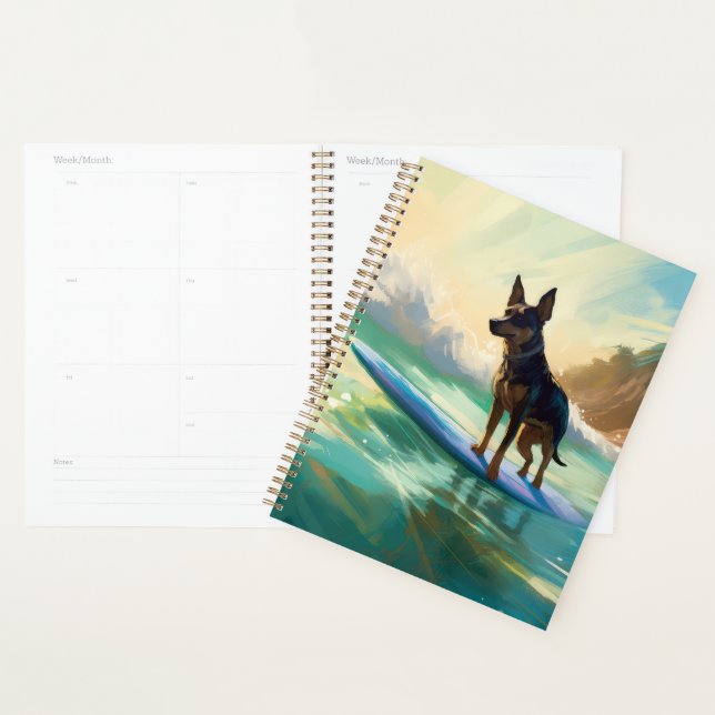 Peinture de Surf sur Plage de Kelpie Australien (Devant avec enveloppe)