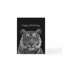 Peinture de tigre Bonne carte d'anniversaire (noir