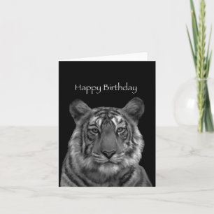 Peinture de tigre Bonne carte d'anniversaire (noir