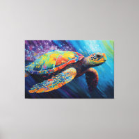 Peinture de tortue marine à l'aquarelle sur toile