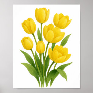 Peinture de tulipes jaunes Art mural floral