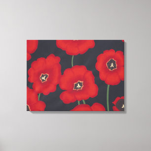 Peinture de tulipes rouges sur toile noire envelop