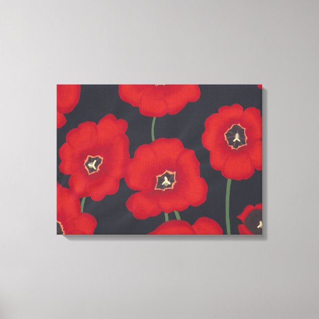 Peinture de tulipes rouges sur toile noire envelop (Recto)