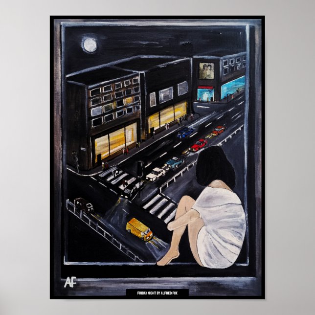 Peinture de vendredi soir par Alfred Fox Affiche (Devant)