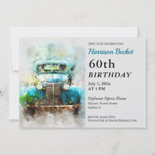 Peinture de vieux camion Invitation d'anniversaire