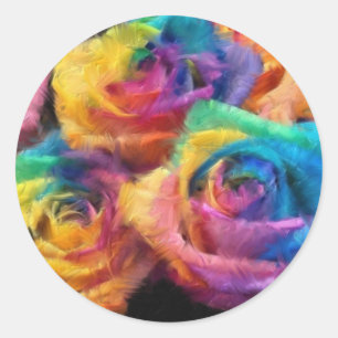 Peinture des autocollants de roses d'arc-en-ciel