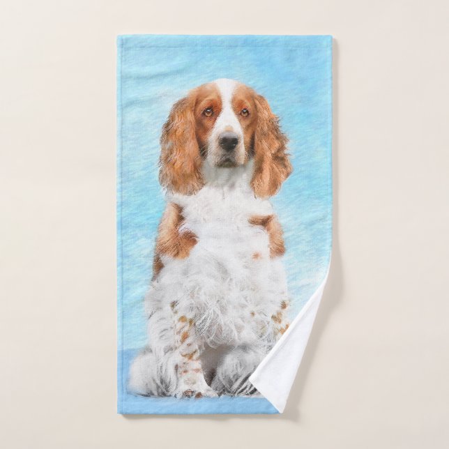 Peinture d'espagnol Welsh Springer - Art original  (Serviette à main)