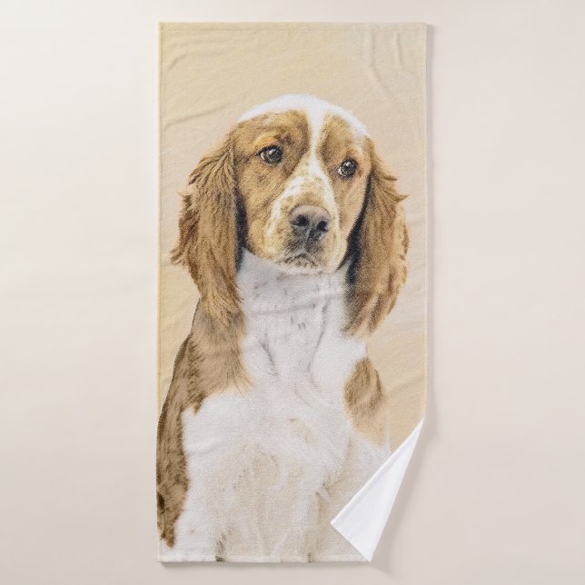 Peinture d'espagnol Welsh Springer - Art original  (Serviette de bain)