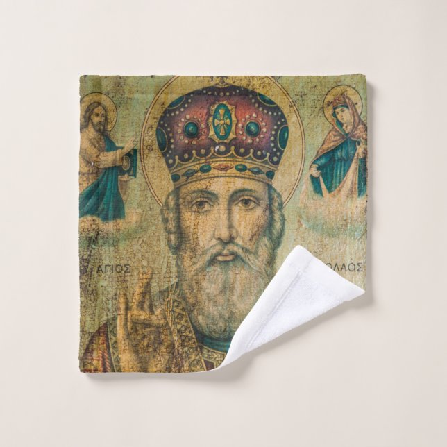Peinture d'icône Saint-Nicolas (Gant de toilette)