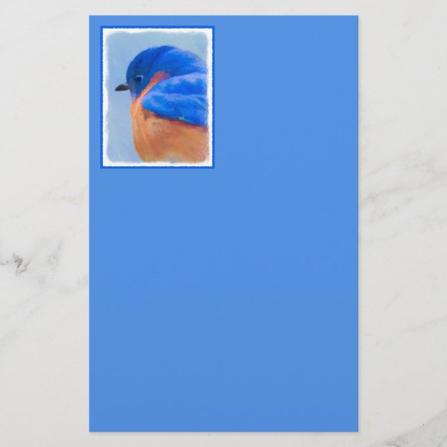 Peinture d'oiseau bleu - Art d'oiseau original (Devant)