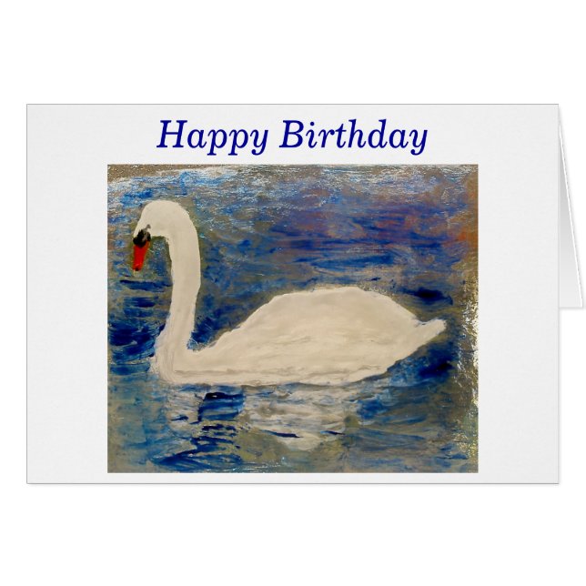 Peinture d'oiseaux de cygne Anniversaire (Devant horizontal)
