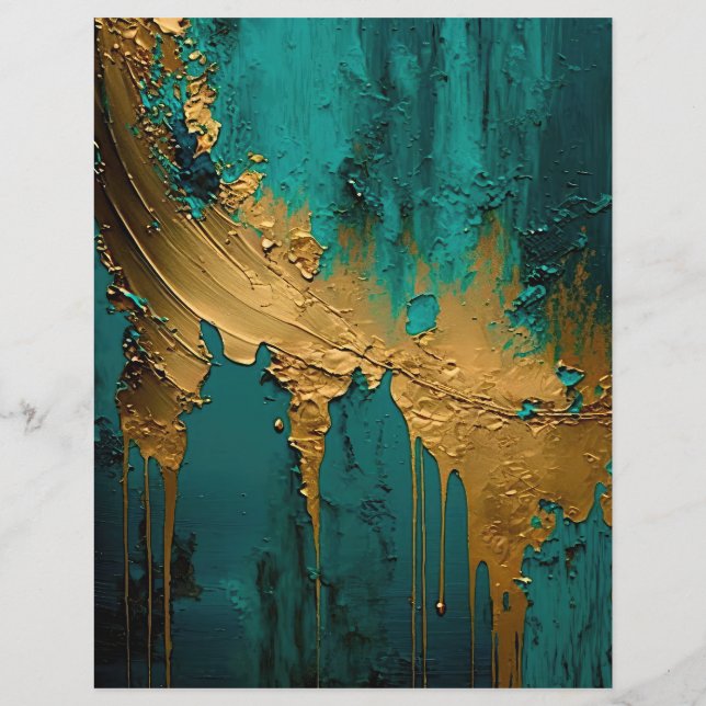 Peinture dorée moderne sur Turquoise (Dos)