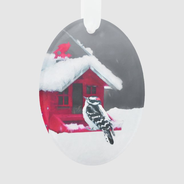 Peinture Downy Woodpecker - Art original pour oise (devant)