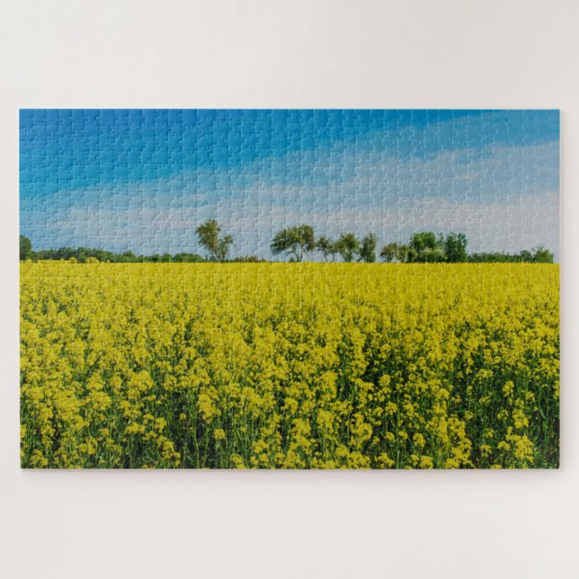 Peinture du champ de fleurs jaunes puzzle (Horizontal)