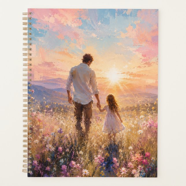 Peinture du lever de soleil du père et de la fille (Devant)