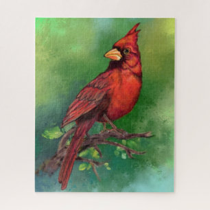 Peinture du puzzle des oiseaux cardinaux rouges du