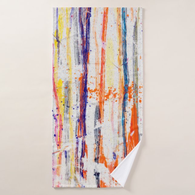 Peinture éclaboussée sur fond blanc, art, fin (Serviette de bain)