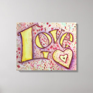 Peinture en toile d'art en toile d'amour rose doux