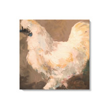 Peinture en toile étirée de poulet en Silkie par J