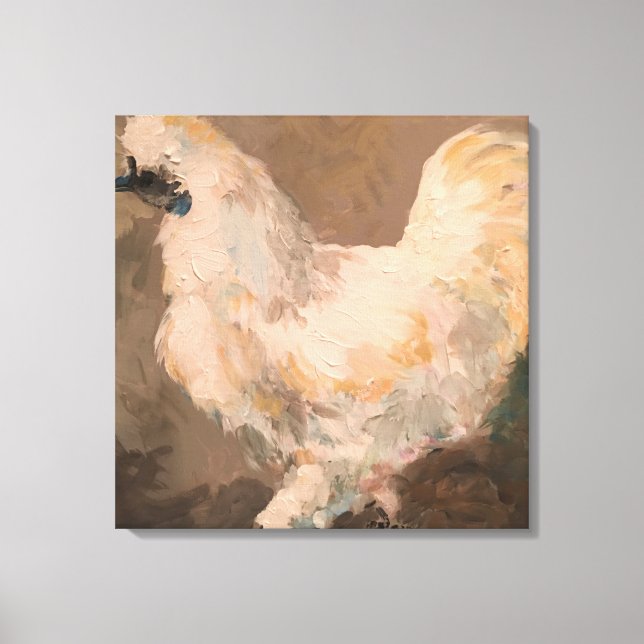 Peinture en toile étirée de poulet en Silkie par J (Recto)