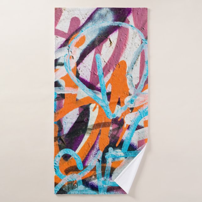 Peinture endommagée en béton, patinée, murale usée (Serviette de bain)