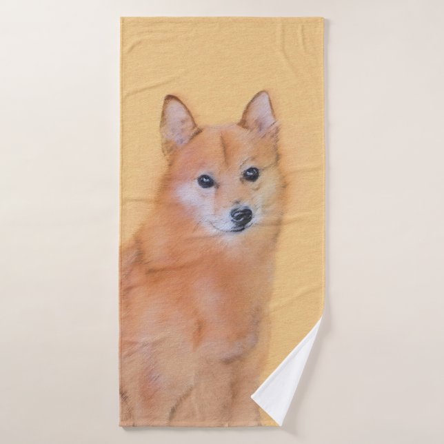 Peinture finlandaise Spitz - Jote Original Chien A (Serviette de bain)