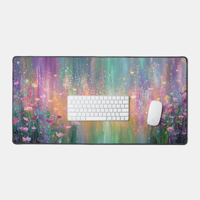 Peinture florale abstraite aux couleurs vives (Clavier et souris)