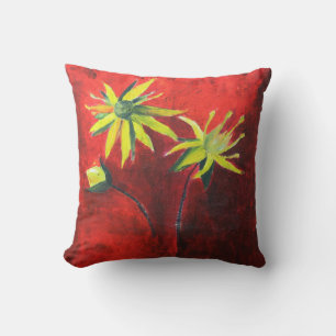 Peinture florale Coussin à lancer 41 cm x 41 cm