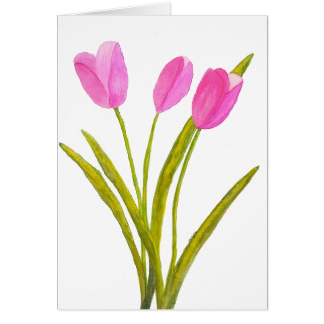 Peinture florale de fleurs de tulipes de rose (Devant)