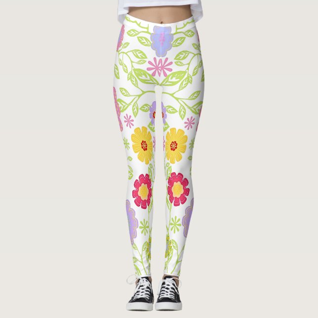 Peinture florale Peinture Motif Leggings (Devant)