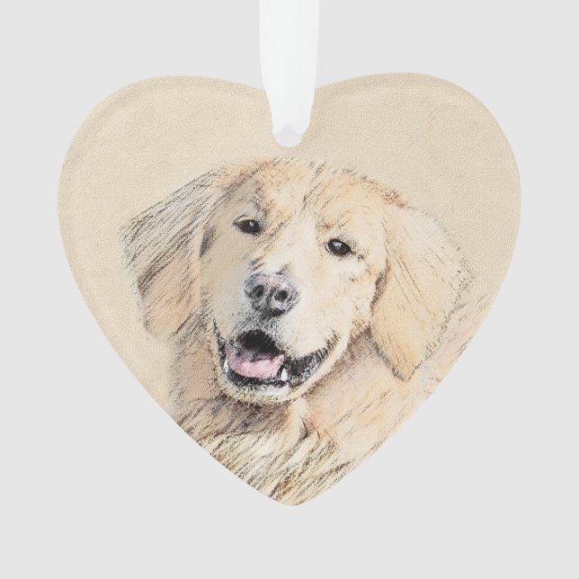 Peinture Golden Retriever - Joli art original chie (devant)