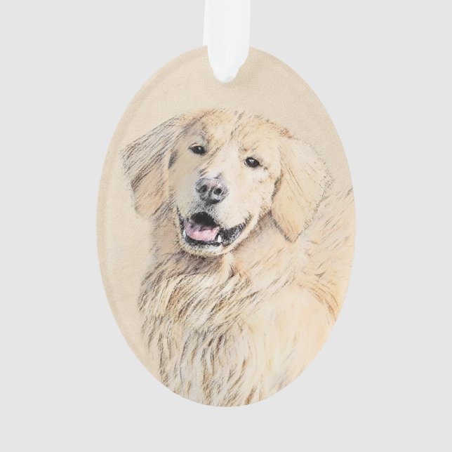 Peinture Golden Retriever - Joli art original chie (dos)