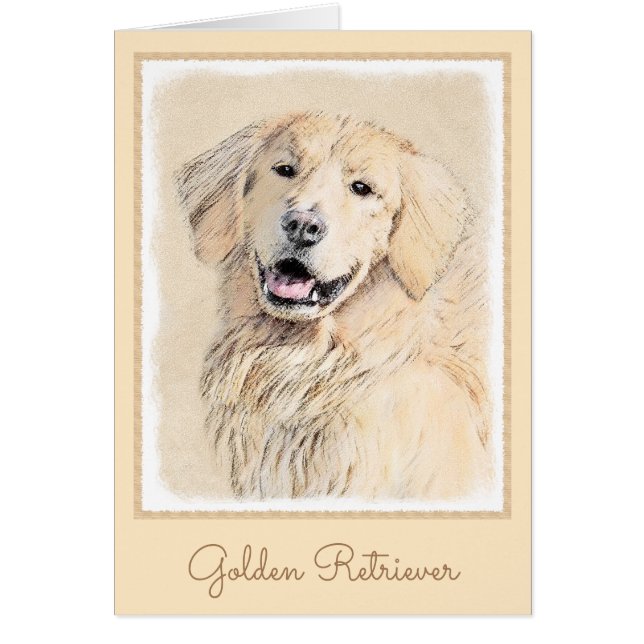 Peinture Golden Retriever - Joli art original chie (Devant)