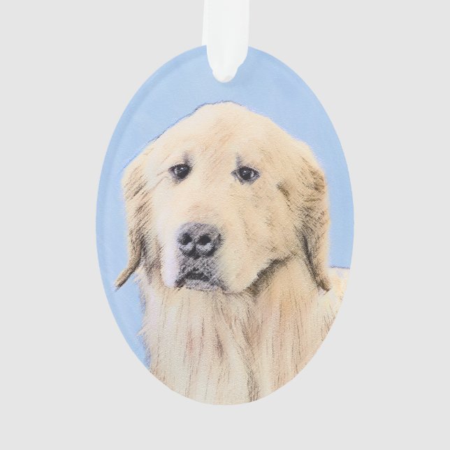 Peinture Golden Retriever - Joli art original chie (dos)