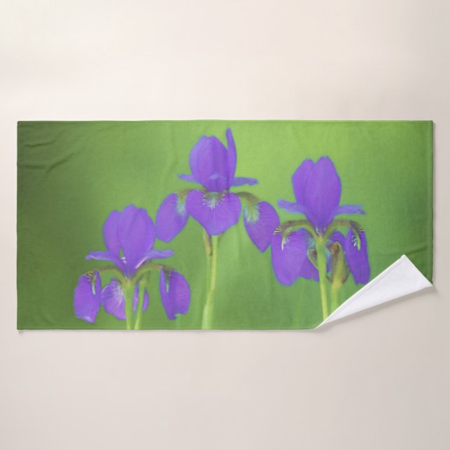 Peinture Iris Violet - Art Fleur Originale (Serviette de bain)
