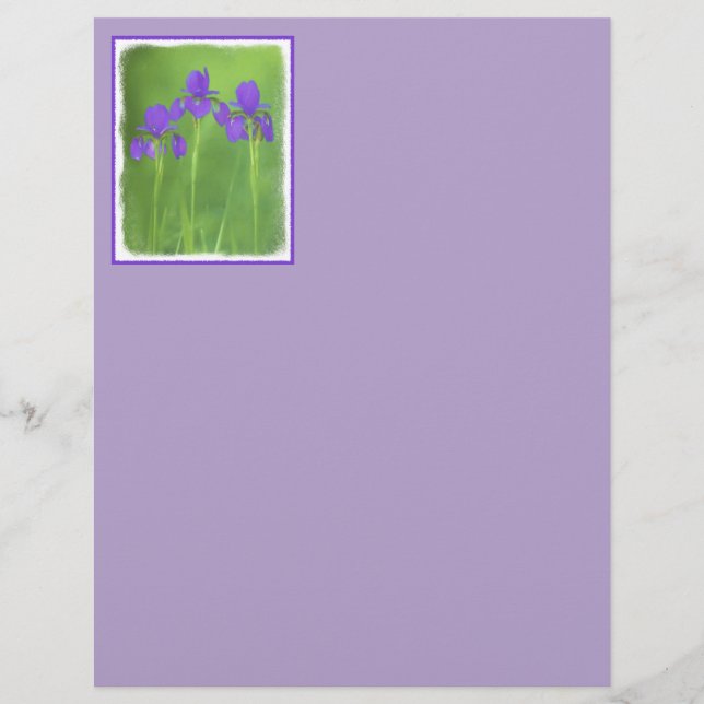 Peinture Iris Violet - Art Fleur Originale (Devant)