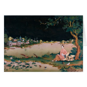 Peinture japonaise de miroir montrant une fille