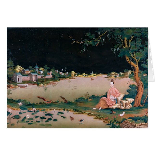 Peinture japonaise de miroir montrant une fille (Devant horizontal)