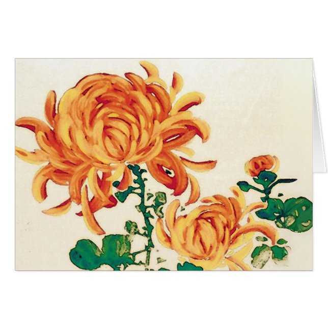 Peinture japonaise vintage de Chrysanthèmes (Devant Horizontal)