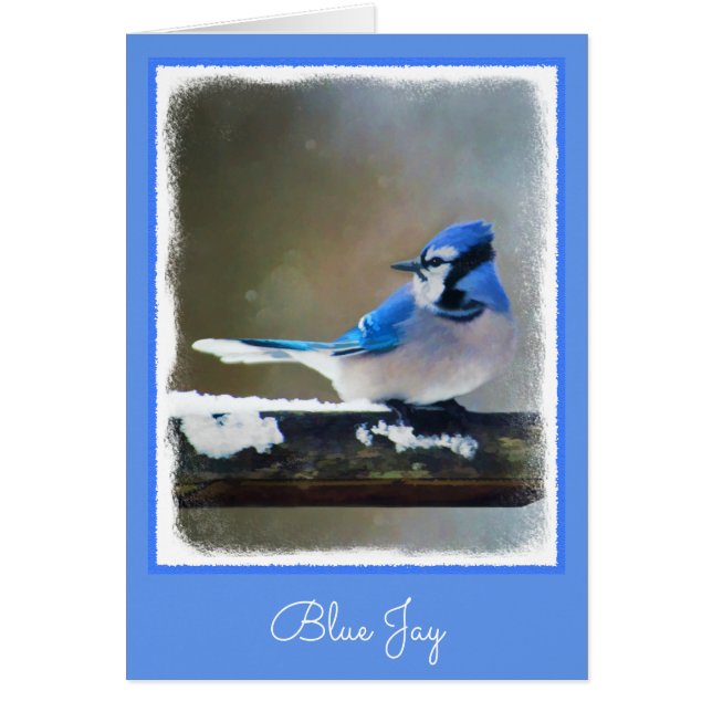 Peinture Jay Bleu - Art Oiseau Original (Devant)