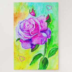Peinture Jigsaw Puzzle Coeurs Roses pour elle
