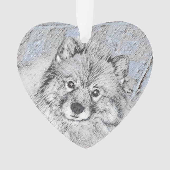 Peinture Keeshond Beth - Joli art original chien (devant)