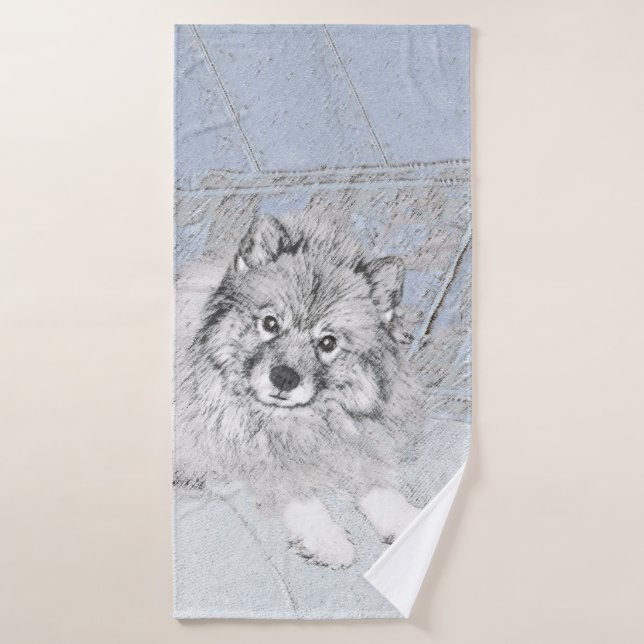 Peinture Keeshond Beth - Joli art original chien (Serviette de bain)