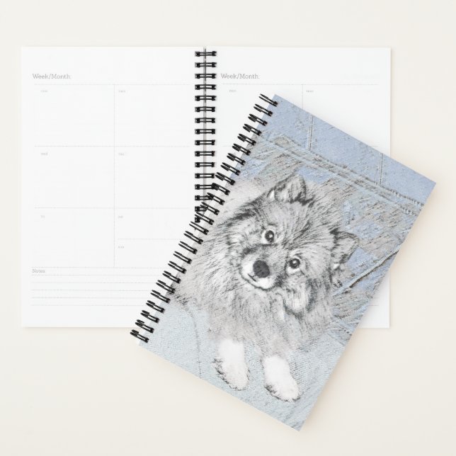 Peinture Keeshond Beth - Joli art original chien (Devant avec enveloppe)