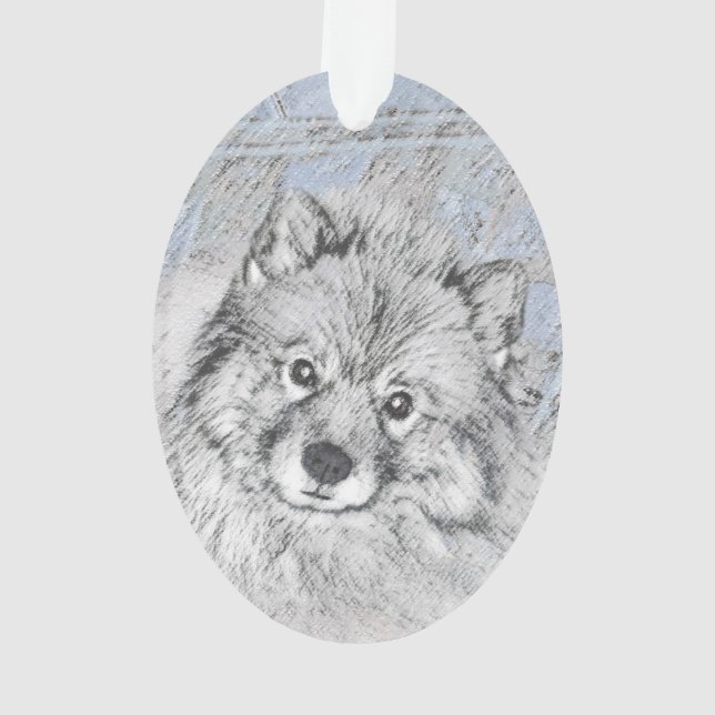 Peinture Keeshond Beth - Joli art original chien (dos)