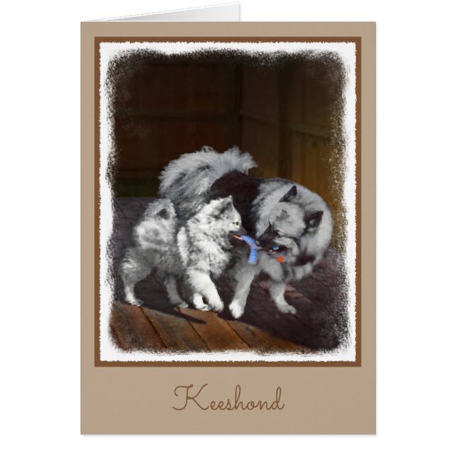 Peinture Keeshond Playtime - Jolie art original ch (Devant)