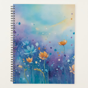 Peinture lunaire d'un champ de fleurs plein de vie