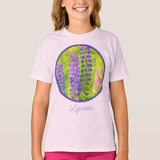 Peinture Lupine - T-shirt Art Fleur original (Devant)